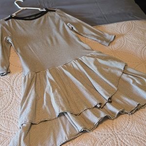 Ralph Lauren dress Size L black strips on grey back ground